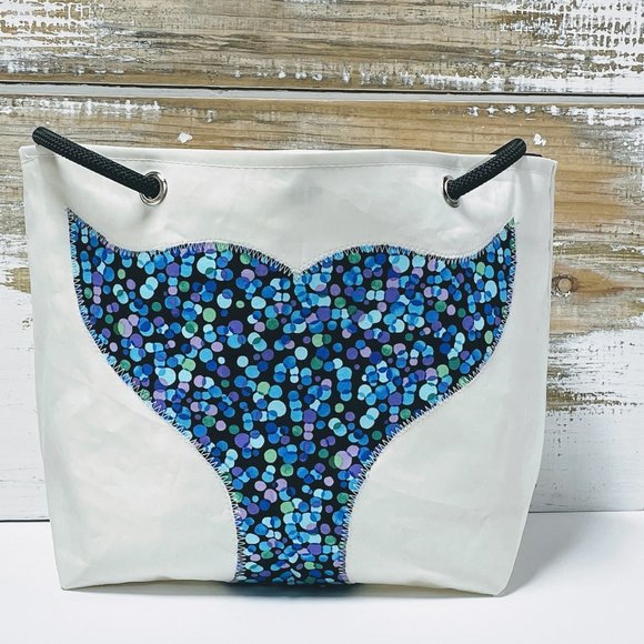Handmade Recycled Sailcloth Whale Rope Handles Tote Shoulder Bag - Picture 1 of 6